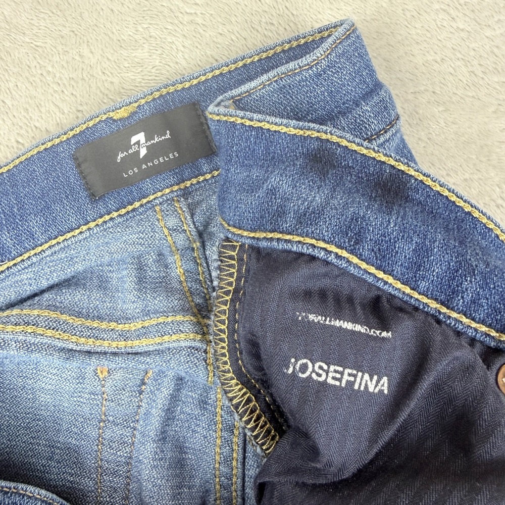 7 For All Mankind Josefina Jeans Women 27 Blue Skinny Boyfriend Button Fly Crop - Picture 3 of 14